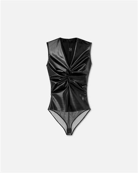 black and white versace lady top and bottom|Versace women's bodysuit.